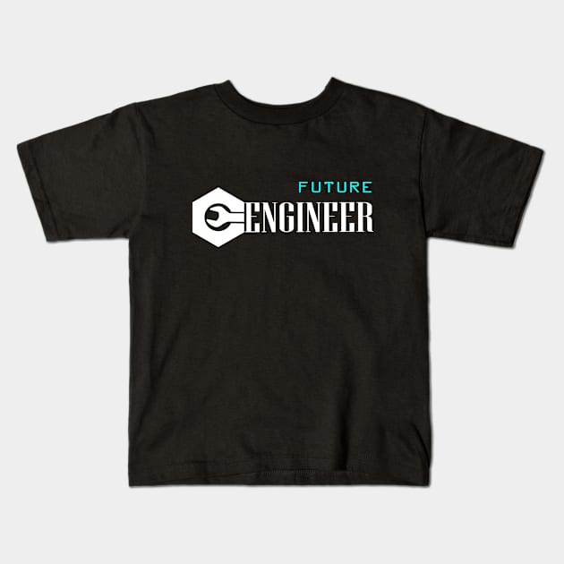 future engineer with text logo engineering Kids T-Shirt by PrisDesign99